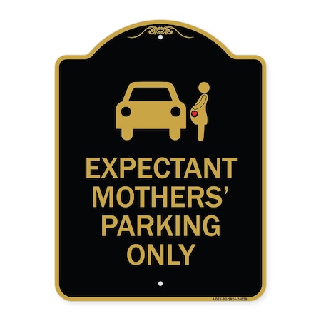 Signmission Expectant Mothers Parking W/ Graphic, Black & Gold Aluminum Sign, 24" L, 18" H, BG-1824-24028 A-DES-BG-1824-24028